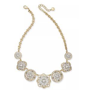 Charter Club Two-Tone Crystal Palazzo Chain Frontal Necklace